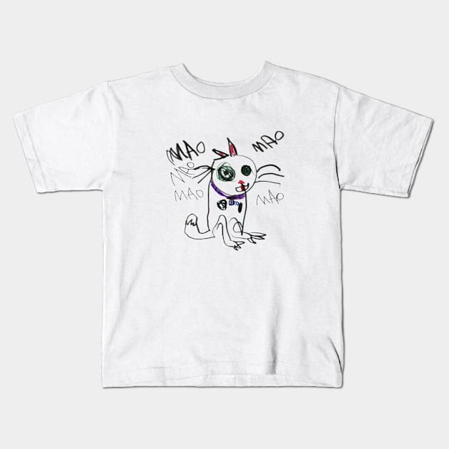 Mao Cat Kids T-Shirt by KGBuchanan